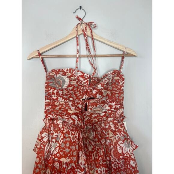 NWT Ulla Johnson Halter Neck Elastic Waist Isidro Romper Orange Blossom Size: 0 - Picture 4 of 10